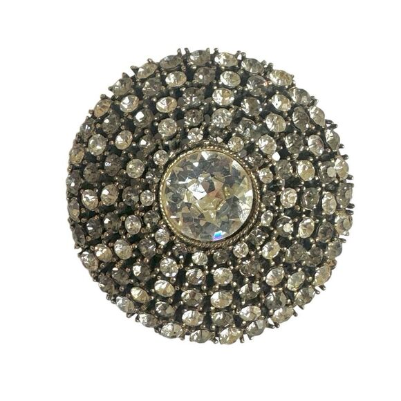 Vintage R. Mandle Rhinestone Brooch - Picture 1 of 5